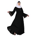 Fashionable Umbrella abaya with embroidery work - Black